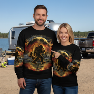 Fiery Bigfoot Fishing All Over Print Shirt