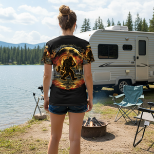 Fiery Bigfoot Fishing All Over Print Shirt