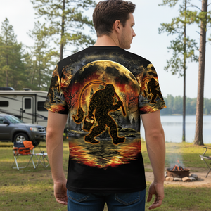 Fiery Bigfoot Fishing All Over Print Shirt