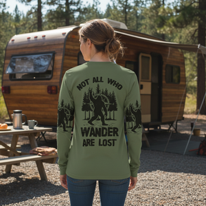 Not All Who Wander Are Lost Bigfoot Walking All Over Print Shirt