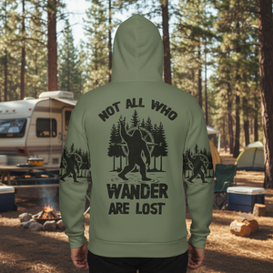 Not All Who Wander Are Lost Bigfoot Walking All Over Print Shirt