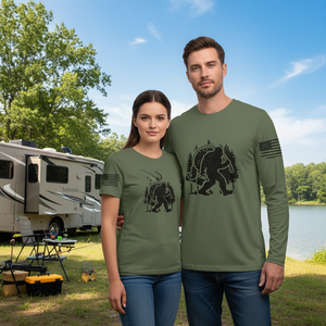 Forest Bigfoot Fishing All Over Print Shirt