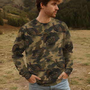 Wild Turkey Camouflage Graphic Pattern All Over Print Shirt