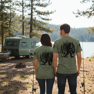 Forest Bigfoot Fishing All Over Print Shirt