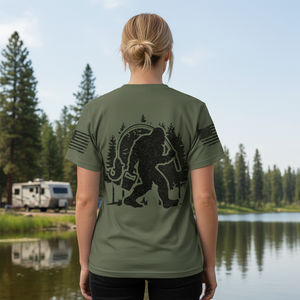 Forest Bigfoot Fishing All Over Print Shirt