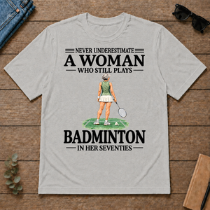 A Woman Still Plays Badminton In Her Seventies - ash - TS2D-Ash