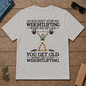 Don't Stop Weightlifting Vintage Art - ash - TS2D-Ash
