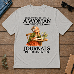 Funny A Woman Still Journals In Her Seventies - ash - TS2D-Ash