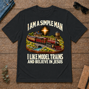 I Like Model Trains & Believe In Jesus - black - TS2D-Black
