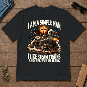 I Like Steam Trains & Believe In Jesus - black - TS2D-Black