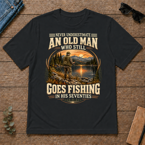 An Old Man Goes Fishing In 70s - black - TS2D-Black