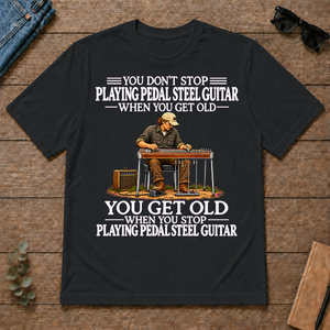 Old Man Don't Stop Playing Pedal Steel Guitar - black - TS2D-Black