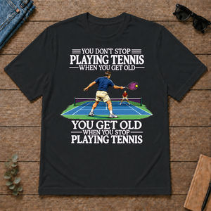 Old Man Don't Stop Tennis - black - TS2D-Black