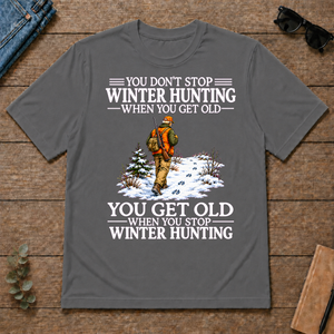 Old Man Don't Stop Winter Hunting - charcoal - TS2D-Charcoal