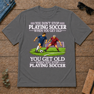 Old Man Don't Stop Soccer - charcoal - TS2D-Charcoal