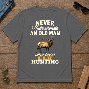 Never Underestimate An Old Man Who Loves Elk Hunting Retro - charcoal - TS2D-Charcoal