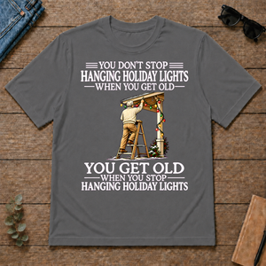 Old Man Don't Stop Hanging Holiday Lights - charcoal - TS2D-Charcoal