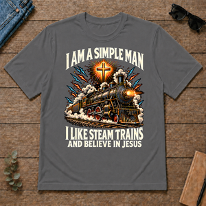I Like Steam Trains & Believe In Jesus - charcoal - TS2D-Charcoal