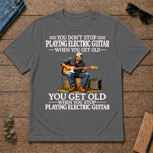 Old Man Don't Stop Playing Electric Guitar - charcoal - TS2D-Charcoal