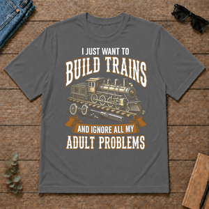 Vintage I Just Want To Build Trains - charcoal - TS2D-Charcoal