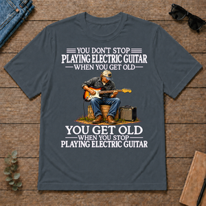 Old Man Don't Stop Playing Electric Guitar - dark-heather - TS2D-DarkHeather
