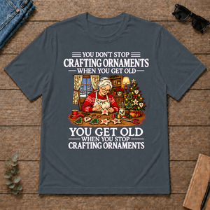 Old Woman Don't Stop Crafting Ornaments - dark-heather - TS2D-DarkHeather