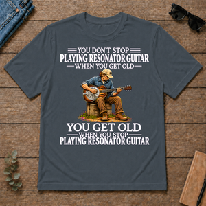 Old Man Don't Stop Playing Resonator Guitar - dark-heather - TS2D-DarkHeather