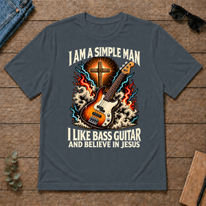 I Like Bass Guitar & Believe In Jesus - dark-heather - TS2D-DarkHeather