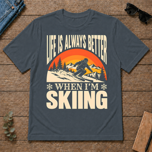 Vintage Life Is Always Better When I Am Skiing - dark-heather - TS2D-DarkHeather