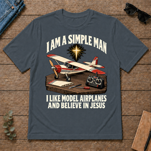 I Like Model Airplanes & Believe In Jesus - dark-heather - TS2D-DarkHeather