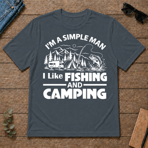 I Like Fishing And Camping - dark-heather - TS2D-DarkHeather