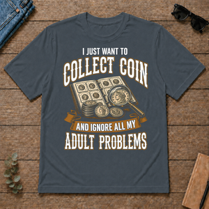 Vintage I Just Want To Collect Coin - dark-heather - TS2D-DarkHeather