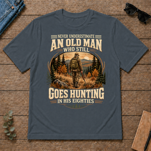 An Old Man Goes Hunting In 80s - dark-heather - TS2D-DarkHeather