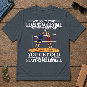 Old Man Don't Stop Volleyball - dark-heather - TS2D-DarkHeather