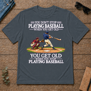 Old Man Don't Stop Baseball - dark-heather - TS2D-DarkHeather