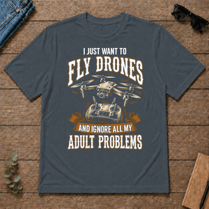 Vintage Black I Just Want To Fly Drones - dark-heather - TS2D-DarkHeather
