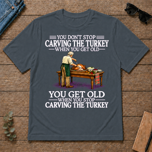 Old Man Don't Stop Carving the Turkey - dark-heather - TS2D-DarkHeather