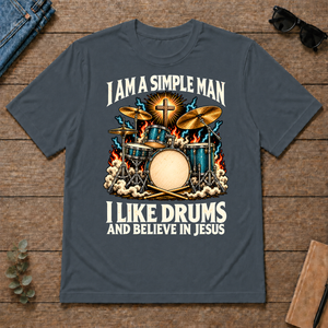 I Like Drums & Believe In Jesus - dark-heather - TS2D-DarkHeather