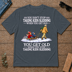 Old Man Don't Stop Taking Kids Sledding - dark-heather - TS2D-DarkHeather