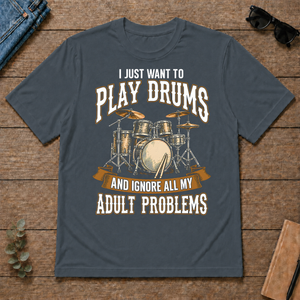 Vintage I Just Want To Play Drums - dark-heather - TS2D-DarkHeather