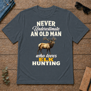 Never Underestimate An Old Man Who Loves Elk Hunting Retro - dark-heather - TS2D-DarkHeather
