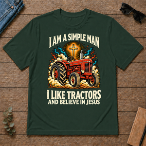 I Like Tractors & Believe In Jesus - forest-green - TS2D-ForestGreen