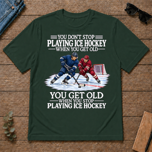 Old Man Don't Stop Ice Hockey - forest-green - TS2D-ForestGreen