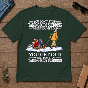 Old Man Don't Stop Taking Kids Sledding - forest-green - TS2D-ForestGreen