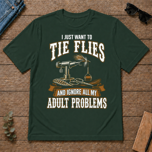 Vintage Black I Just Want To Tie Flies - forest-green - TS2D-ForestGreen
