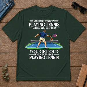 Old Man Don't Stop Tennis - forest-green - TS2D-ForestGreen