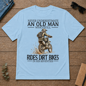 An Old Man Who Still Rides Dirt Bikes In His Seventies - light-blue - TS2D-LightBlue