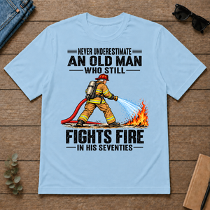 An Old Man Still Fights Fire In His 70s - light-blue - TS2D-LightBlue