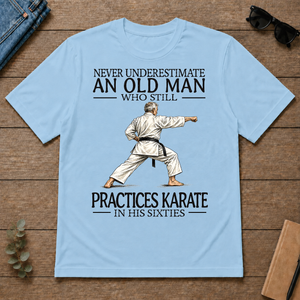 An Old Man Who Still Pratices Karate In His Sixties - light-blue - TS2D-LightBlue