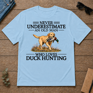 Never Underestimate An Old Man Who Loves Duck Hunting Art - light-blue - TS2D-LightBlue